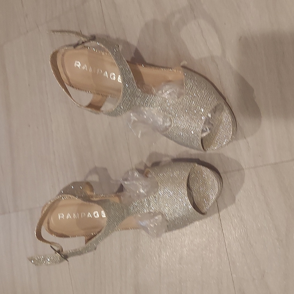 Silver wedge heel shoes